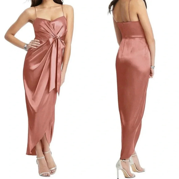 After Six Satin Tie Waist Sheath Bridesmaid Formal Dress Style 6828 Size 10 NWT - Picture 9 of 9